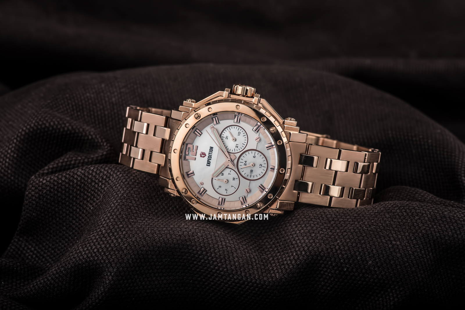 Expedition E 6402 BF BRGLN Ladies White Dial Rose Gold Stainless Steel Machtwatch